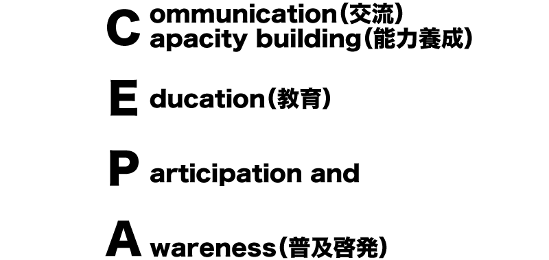 交流、能力養成、教育、参加、普及啓発